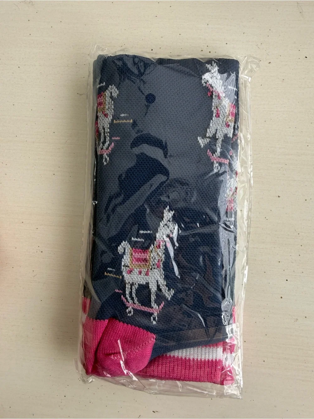 Navy Blue & Pink Llama Pattern Compression Socks - L/XL